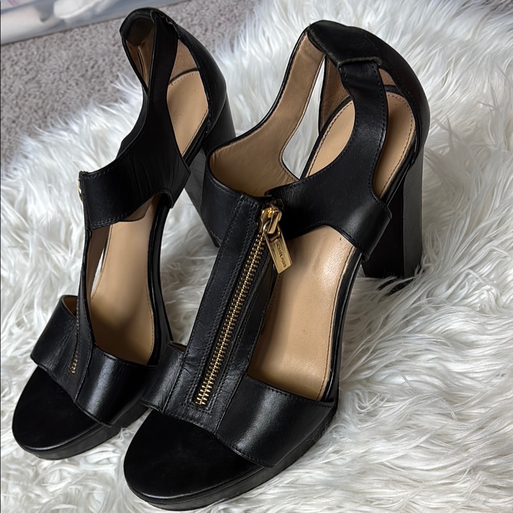 Michael Kors Black Leather Women's Heels